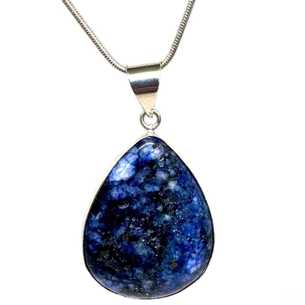 Indio Jewelry Lapis Lazuli Pendant on Silver Snake Chain Necklace #7021 - Picture 1 of 5